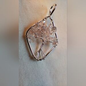 Quartz hand wrapped crystal wire necklace pendant metaphysical alternative gift